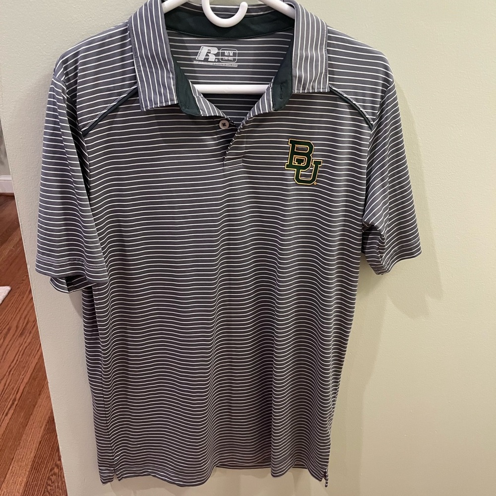 Baylor Bears Russell Athletic Gray Polo with Stripes